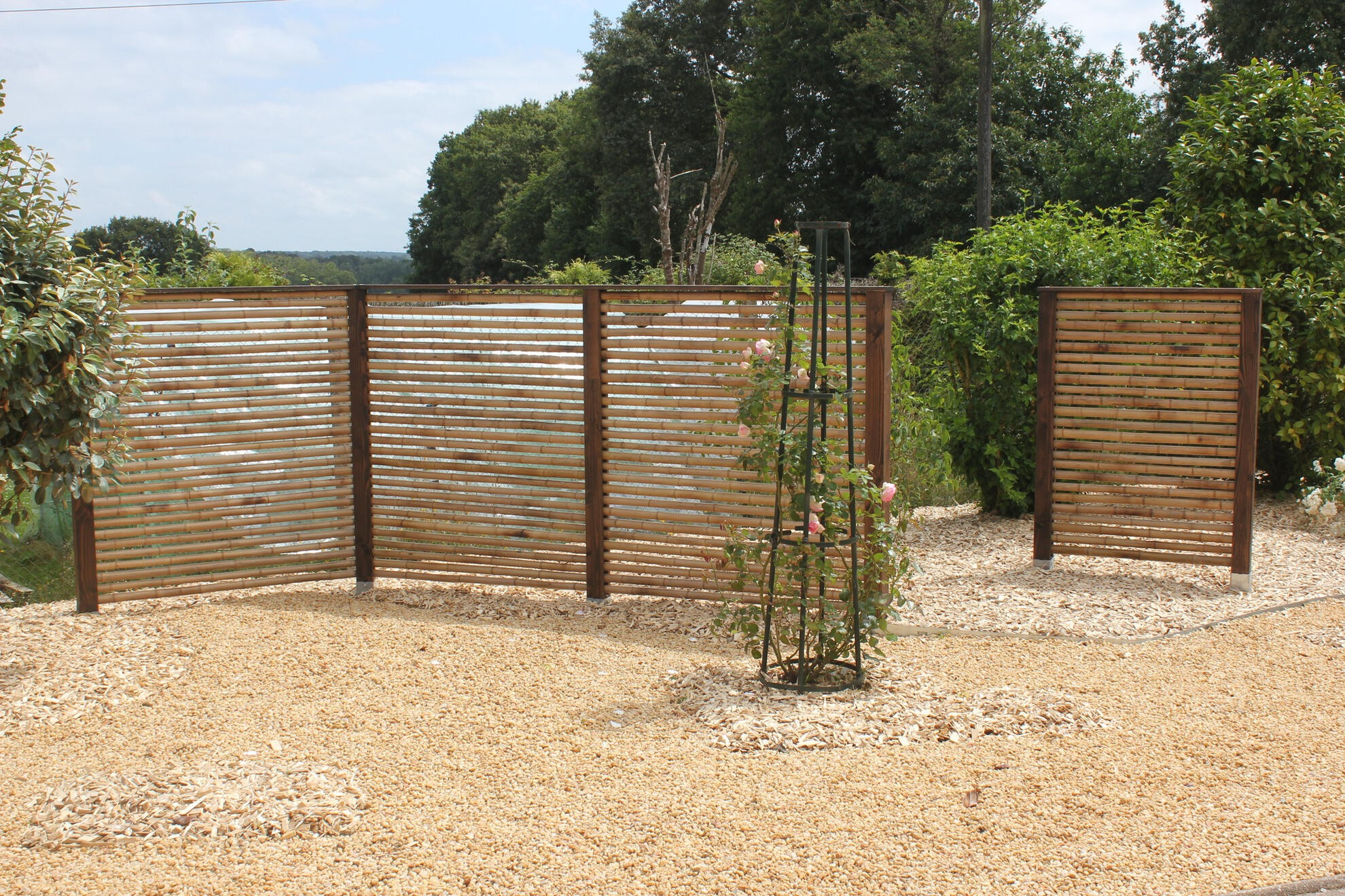 Palissade en douglas et bambou, finition Rubio noir - Mouazé