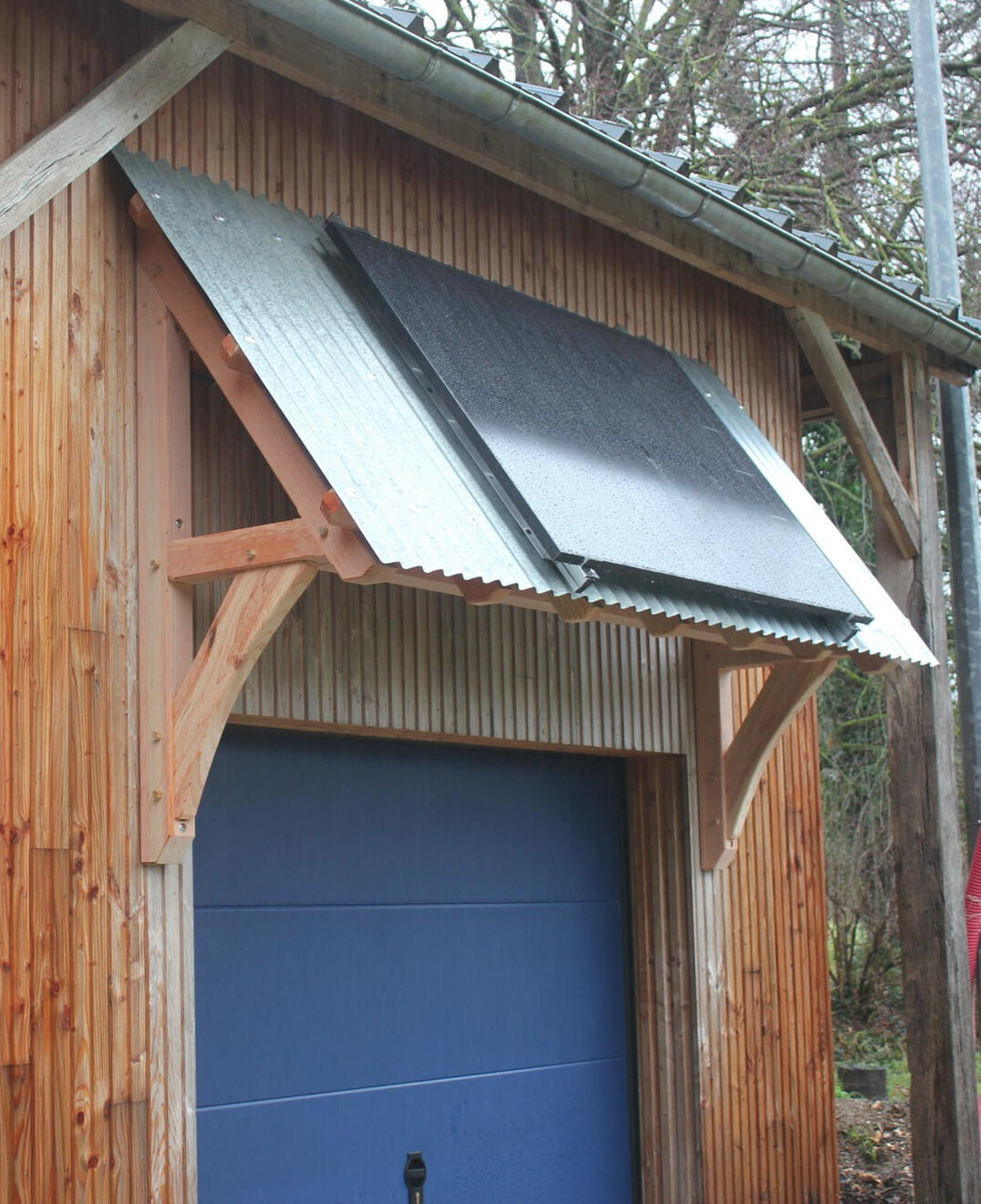 Marquise en douglas (support panneaux solaire) - Bazouge/Hédé