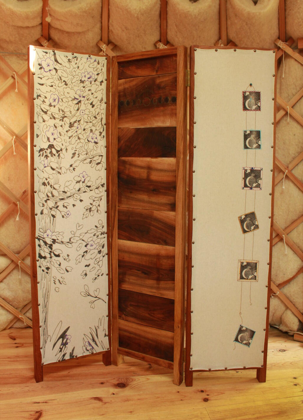 Paravent, chêne et noyer